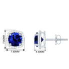 2.25 CT Created Blue Sapphire and Diamond Halo Stud Earrings Lab Created Blue Sapphire - ( AAAA ) - Quality - Rosec Jewels