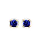 2.25 CT Created Blue Sapphire and Diamond Halo Stud Earrings Lab Created Blue Sapphire - ( AAAA ) - Quality - Rosec Jewels