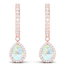 Classic Ethiopian Opal Classic Hoop Drop Earrings with Moissanite Accent Ethiopian Opal - ( AAA ) - Quality - Rosec Jewels