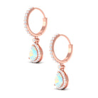 Classic Ethiopian Opal Classic Hoop Drop Earrings with Moissanite Accent Ethiopian Opal - ( AAA ) - Quality - Rosec Jewels