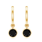 Bezel Set Black Onyx Hinged Hoop Drop Earrings Black Onyx - ( AAA ) - Quality - Rosec Jewels