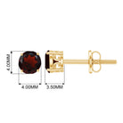 Genuine Garnet Solitaire Stud Earrings Garnet - ( AAA ) - Quality - Rosec Jewels