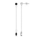 Minimal Bezel Set Created Black Diamond Chain Dangle Earrings Lab Created Black Diamond - ( AAAA ) - Quality - Rosec Jewels