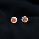 0.50 CT Bezel Set Orange Sapphire Solitaire Stud Earrings Orange Sapphire - ( AAA ) - Quality - Rosec Jewels