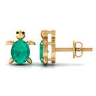 0.75 CT Oval Shaped Emerald Solitaire Turtle Stud Earrings Emerald - ( AAA ) - Quality - Rosec Jewels