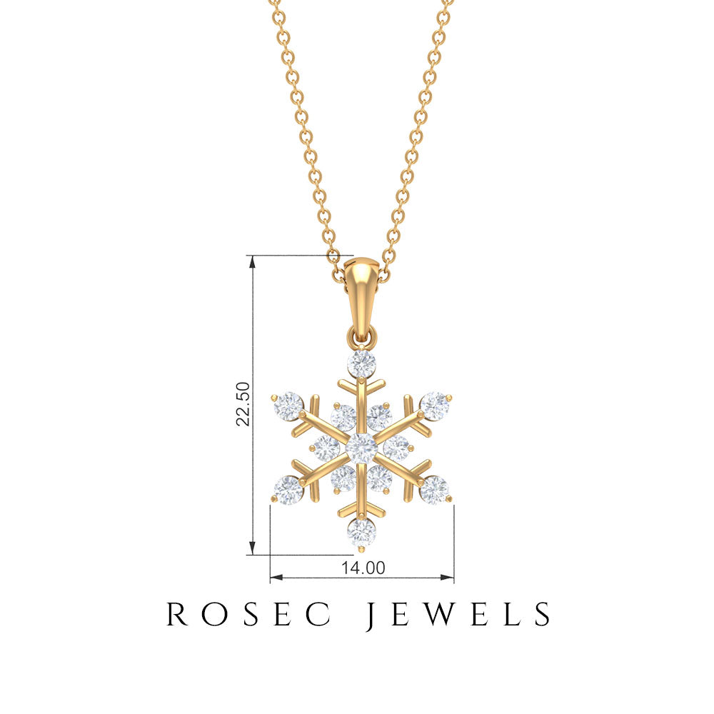 Certified Moissanite Scatter Snowflake Pendant Moissanite - ( D-VS1 ) - Color and Clarity - Rosec Jewels