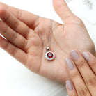 Rosec Jewels-Created Ruby and Moissanite Classic Halo Pendant