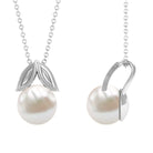 Freshwater Pearl Solitaire Pendant with Silver Leaf - Rosec Jewels