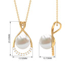 Freshwater Pearl and Diamond Pendant Necklace Freshwater Pearl - ( AAA ) - Quality - Rosec Jewels