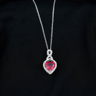 2.25 CT Heart Shape Created Ruby Pendant with Moissanite Accent Lab Created Ruby - ( AAAA ) - Quality - Rosec Jewels