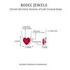 Created Ruby Devil Silver Heart Necklace with Zircon - Rosec Jewels