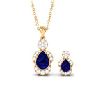 Pear Blue Sapphire and Diamond Contemporary Dangle Jewelry Set Blue Sapphire - ( AAA ) - Quality - Rosec Jewels