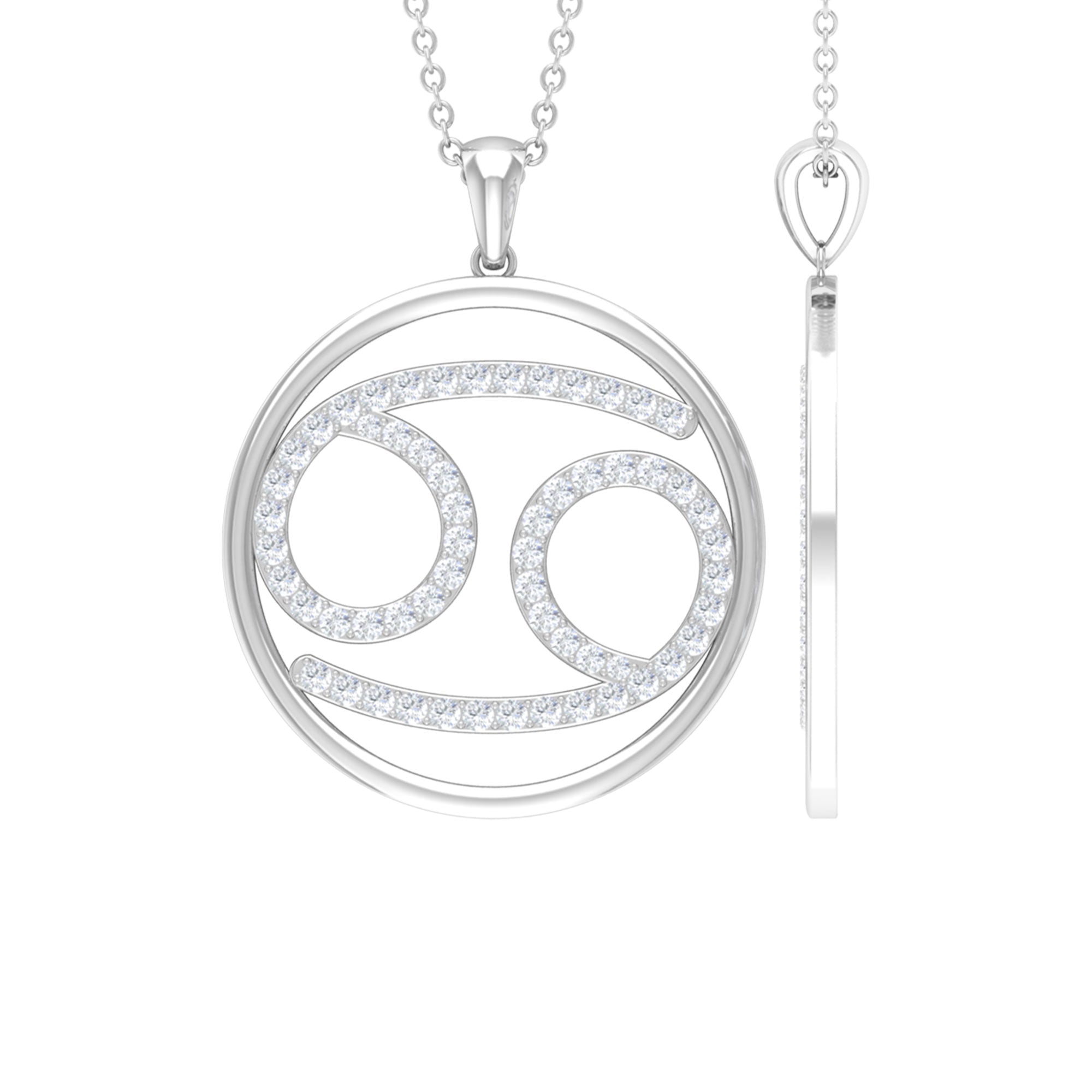 Moissanite Cancer Zodiac Sign Pendant Necklace - Rosec Jewels