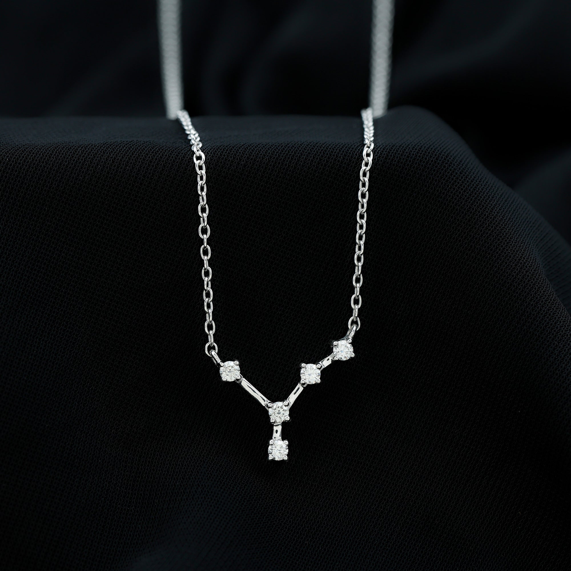 Moissanite Constellation Cancer Zodiac Sign Necklace Moissanite - ( D-VS1 ) - Color and Clarity - Rosec Jewels