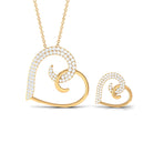 Modern Heart Necklace and Earrings with Moissanite Moissanite - ( D-VS1 ) - Color and Clarity - Rosec Jewels