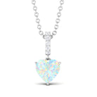 Heart Shape Ethiopian Opal Solitaire Pendant Necklace with Diamond Ethiopian Opal - ( AAA ) - Quality - Rosec Jewels