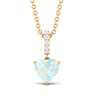 Heart Shape Ethiopian Opal Solitaire Pendant Necklace with Diamond Ethiopian Opal - ( AAA ) - Quality - Rosec Jewels