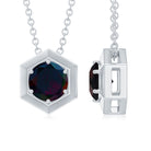 3/4 CT Solitaire Black Opal Silver Hexagon Pendant Necklace - Rosec Jewels