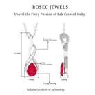 3/4 CT Created Ruby Teardrop Silver Infinity Pendant with Moissanite - Rosec Jewels