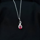 3/4 CT Created Ruby Teardrop Silver Infinity Pendant with Moissanite - Rosec Jewels