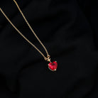 2 CT Heart Shape Created Ruby Solitaire Necklace in Gold Lab Created Ruby - ( AAAA ) - Quality - Rosec Jewels