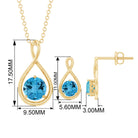 Swiss Blue Topaz Solitaire Pendant and Earring Set with Infinity Design Swiss Blue Topaz - ( AAA ) - Quality - Rosec Jewels