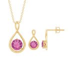 1.25 CT Solitaire Pink Tourmaline Infinity Pendant and Earring Set Pink Tourmaline - ( AAA ) - Quality - Rosec Jewels