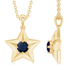 0.25 CT Blue Sapphire and Gold Star Pendant for Woman Blue Sapphire - ( AAA ) - Quality - Rosec Jewels