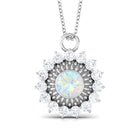 2.25 CT Vintage Inspired Ethiopian Opal and Moissanite Pendant Ethiopian Opal - ( AAA ) - Quality - Rosec Jewels