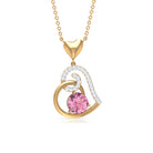 1 CT Certified Pink Tourmaline and Diamond Heart Drop Pendant Pink Tourmaline - ( AAA ) - Quality - Rosec Jewels