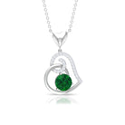 1 CT Emerald and Diamond Heart Drop Pendant Emerald - ( AAA ) - Quality - Rosec Jewels