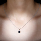 2 CT Simple Black Onyx Solitaire Pendant with Moissanite Black Onyx - ( AAA ) - Quality - Rosec Jewels