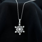 Classic Certified Moissanite Snowflake Pendant Moissanite - ( D-VS1 ) - Color and Clarity - Rosec Jewels