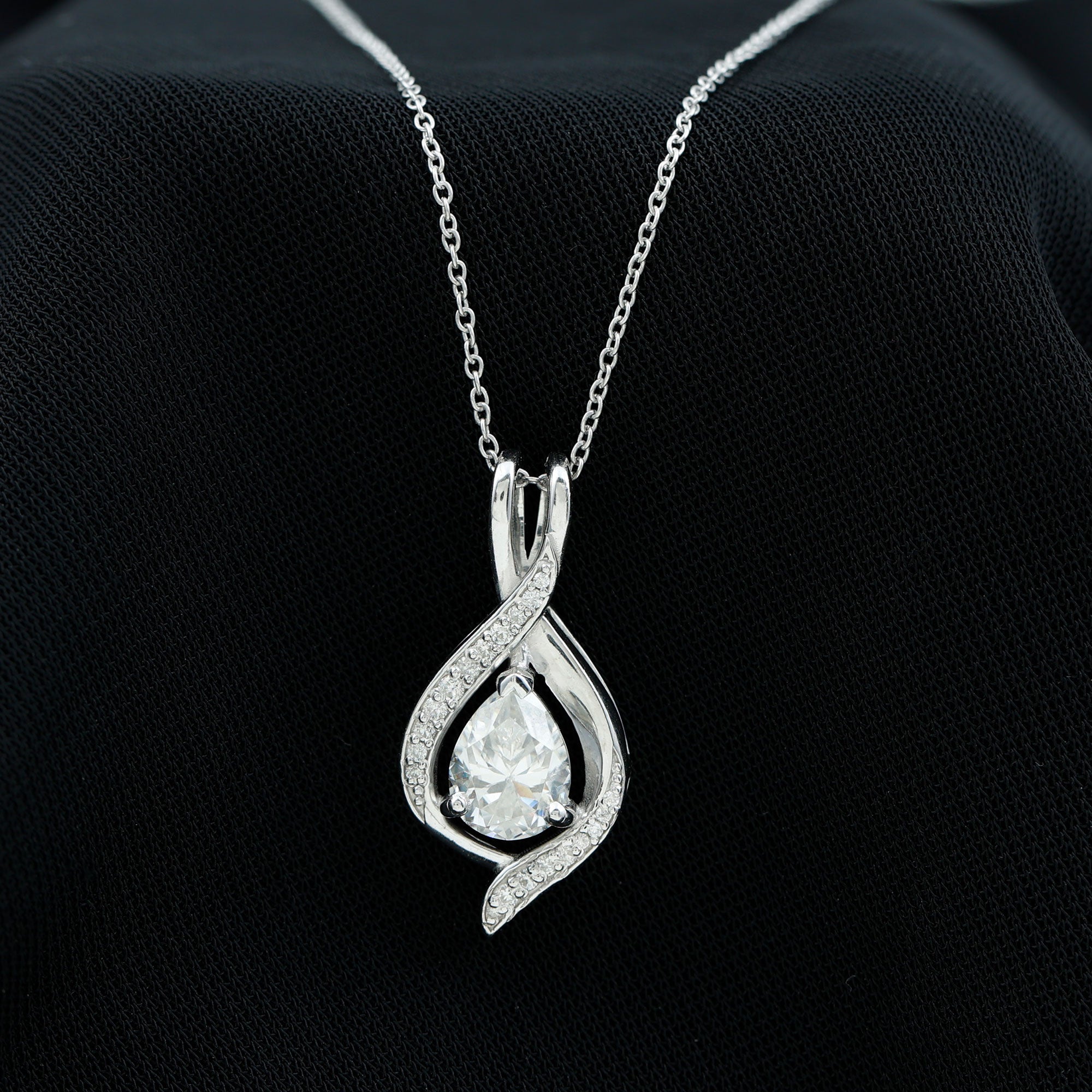 Certified Moissanite Classic Teardrop Pendant Moissanite - ( D-VS1 ) - Color and Clarity - Rosec Jewels