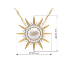 7.75 CT Freshwater Pearl and Diamond Sunburst Pendant Necklace Freshwater Pearl - ( AAA ) - Quality - Rosec Jewels