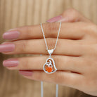 Fire Opal and Diamond Heart Pendant Fire Opal - ( AAA ) - Quality - Rosec Jewels