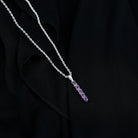 Natural Amethyst Bar Pendant Necklace Amethyst - ( AAA ) - Quality 92.5 Sterling Silver - Rosec Jewels