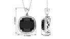 Created Black Diamond Pendant Necklace With Moissanite Halo Lab Created Black Diamond - ( AAAA ) - Quality - Rosec Jewels