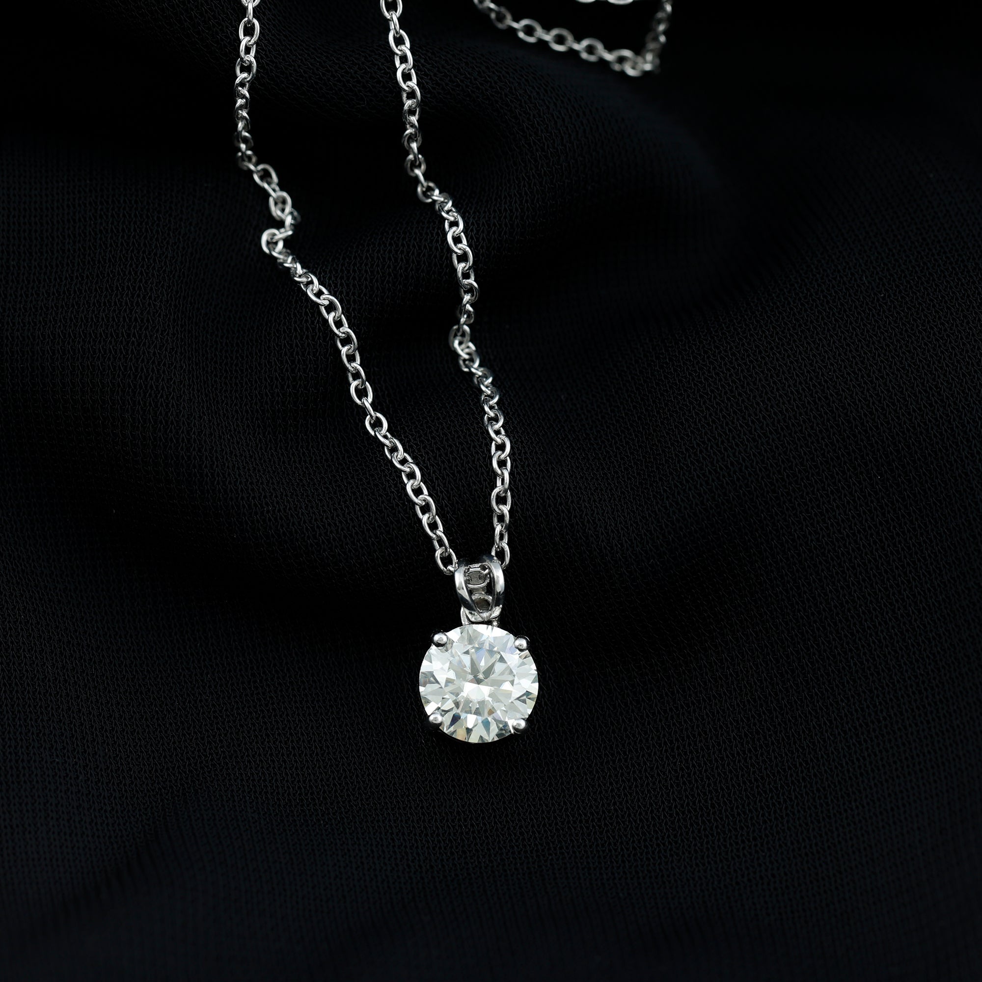 8 MM Certified Moissanite Solitaire Pendant Necklace in Silver - Rosec Jewels