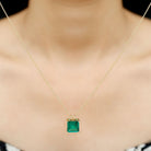 5 CT Princess Cut Created Emerald Solitaire Pendant Lab Created Emerald - ( AAAA ) - Quality - Rosec Jewels