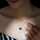 8 MM Solitaire London Blue Topaz Silver Necklace in Bezel Setting - Rosec Jewels