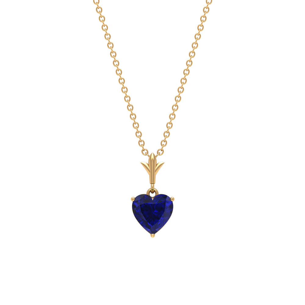 1 CT Heart Shape Lab Created Blue Sapphire Solitaire Pendant for Women Lab Created Blue Sapphire - ( AAAA ) - Quality - Rosec Jewels