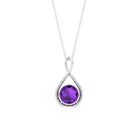 Solitaire Real Amethyst Infinity Pendant Necklace Amethyst - ( AAA ) - Quality - Rosec Jewels