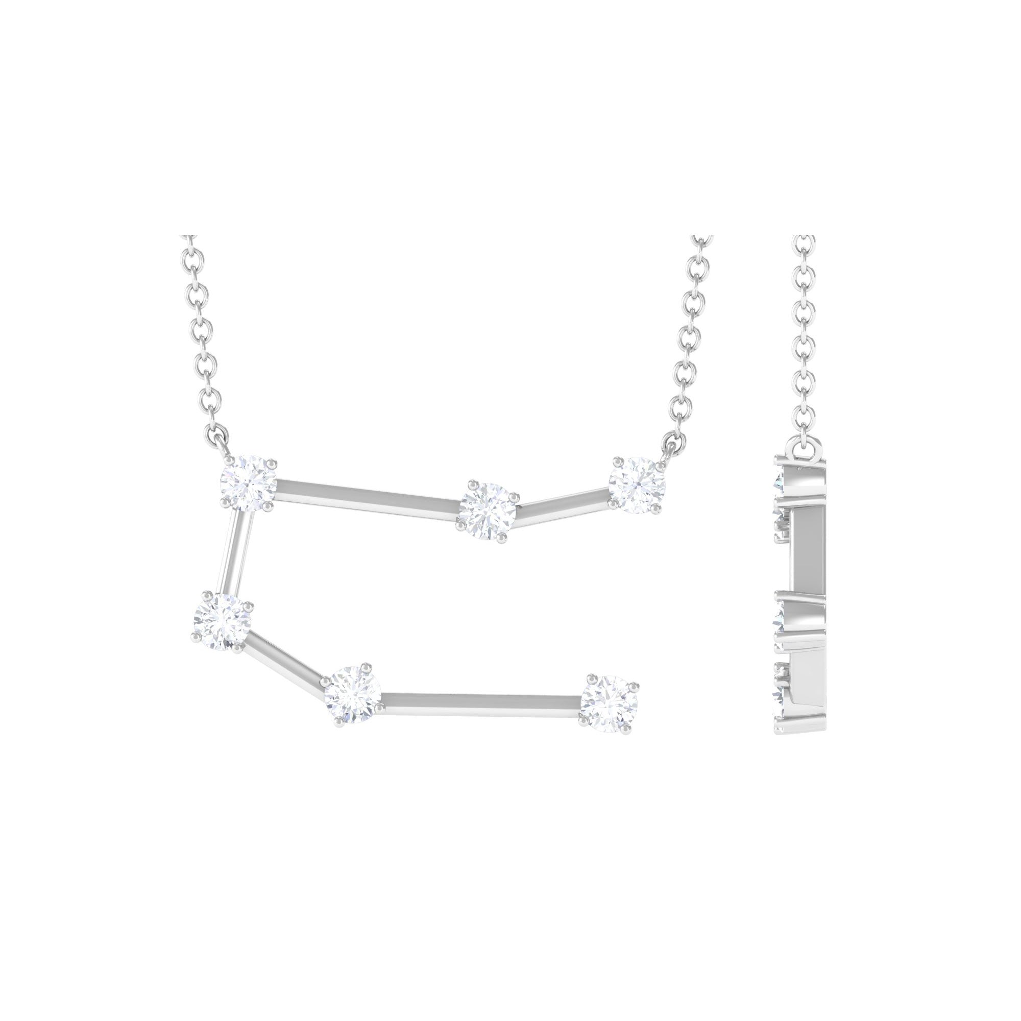 Certified Moissanite Gemini Constellation Necklace Moissanite - ( D-VS1 ) - Color and Clarity - Rosec Jewels