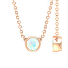 4 MM Round Shape Ethiopian Opal Solitaire Necklace in Bezel Setting Ethiopian Opal - ( AAA ) - Quality - Rosec Jewels