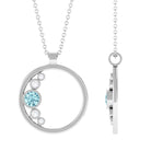 Bezel Set Aquamarine and Diamond Open Circle Pendant Aquamarine - ( AAA ) - Quality - Rosec Jewels