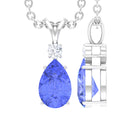 Real Tanzanite Teardrop Pendant with Diamond Tanzanite - ( AAA ) - Quality - Rosec Jewels