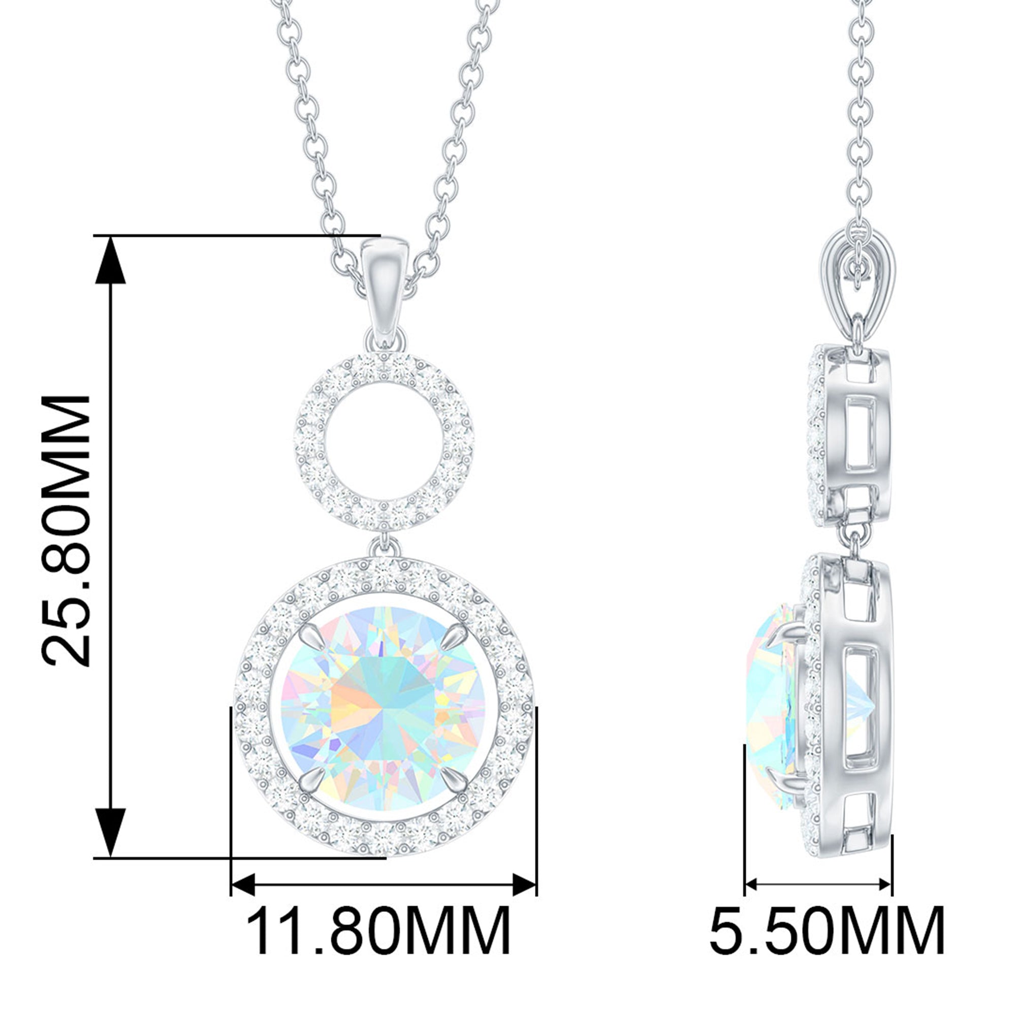 Ethiopian Opal and Diamond Dangle Pendant Necklace Ethiopian Opal - ( AAA ) - Quality - Rosec Jewels