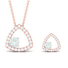 Simple Ethiopian Opal and Moissanite Triangle Jewelry Set Ethiopian Opal - ( AAA ) - Quality - Rosec Jewels