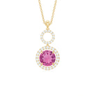 Pink Tourmaline and Moissanite Dangle Pendant Necklace Pink Tourmaline - ( AAA ) - Quality - Rosec Jewels